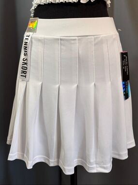 White Tennis Skort - Athletic Pleated Women's Skirt